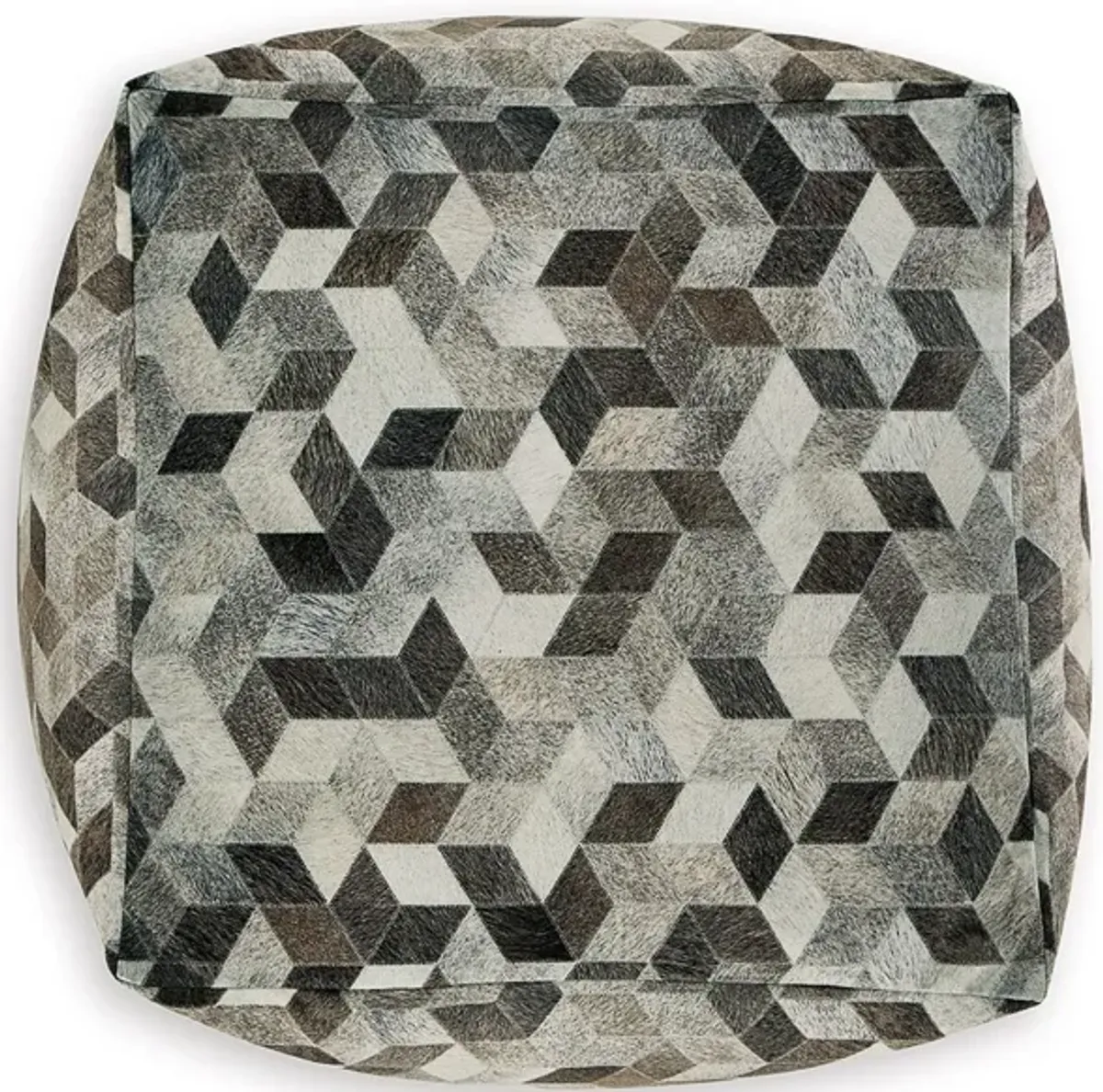 Ottoman Pouf, 18 Inch, Square, Brown and Gray Polyester Modern Style Design -