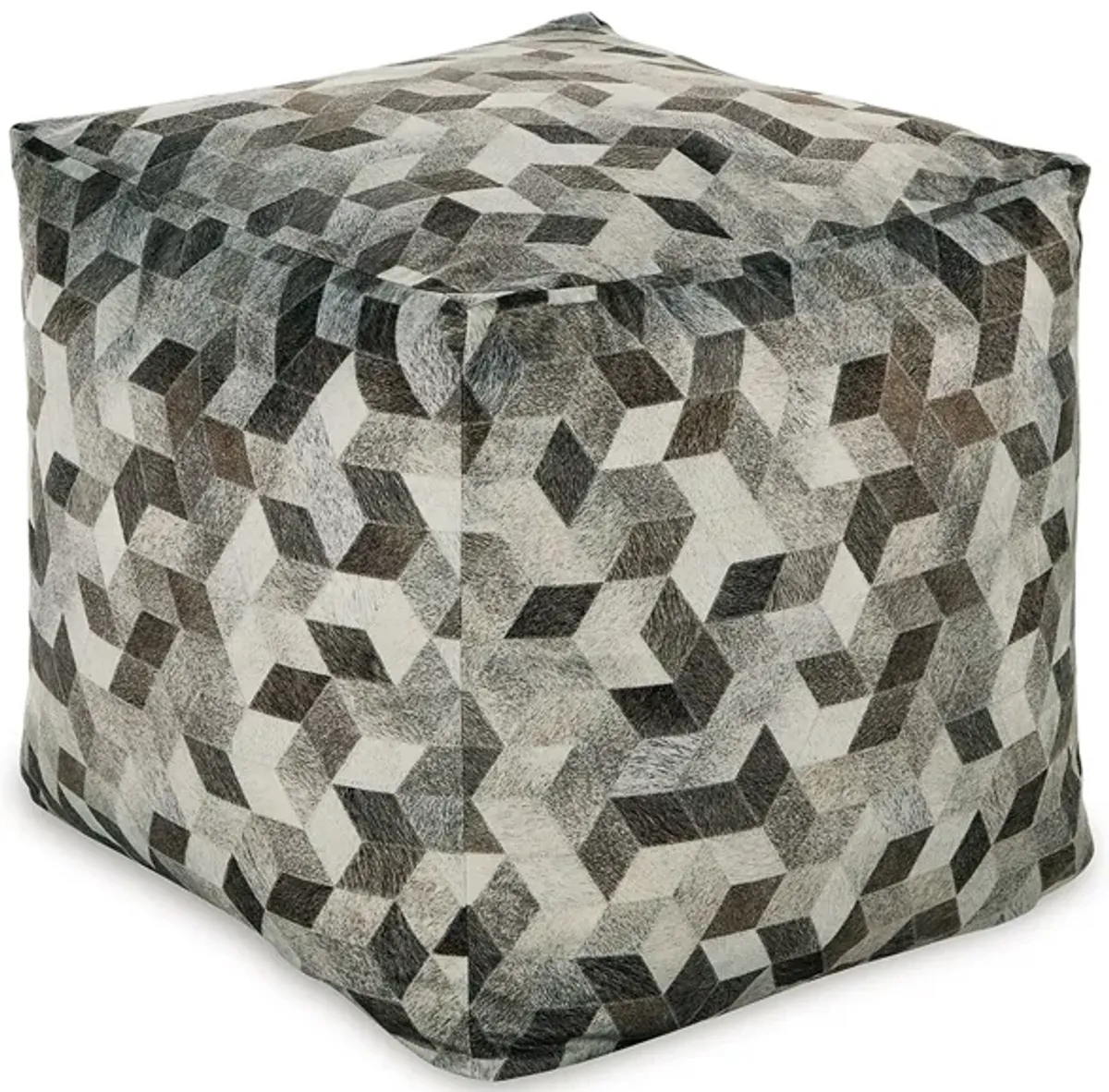 Ottoman Pouf, 18 Inch, Square, Brown and Gray Polyester Modern Style Design -