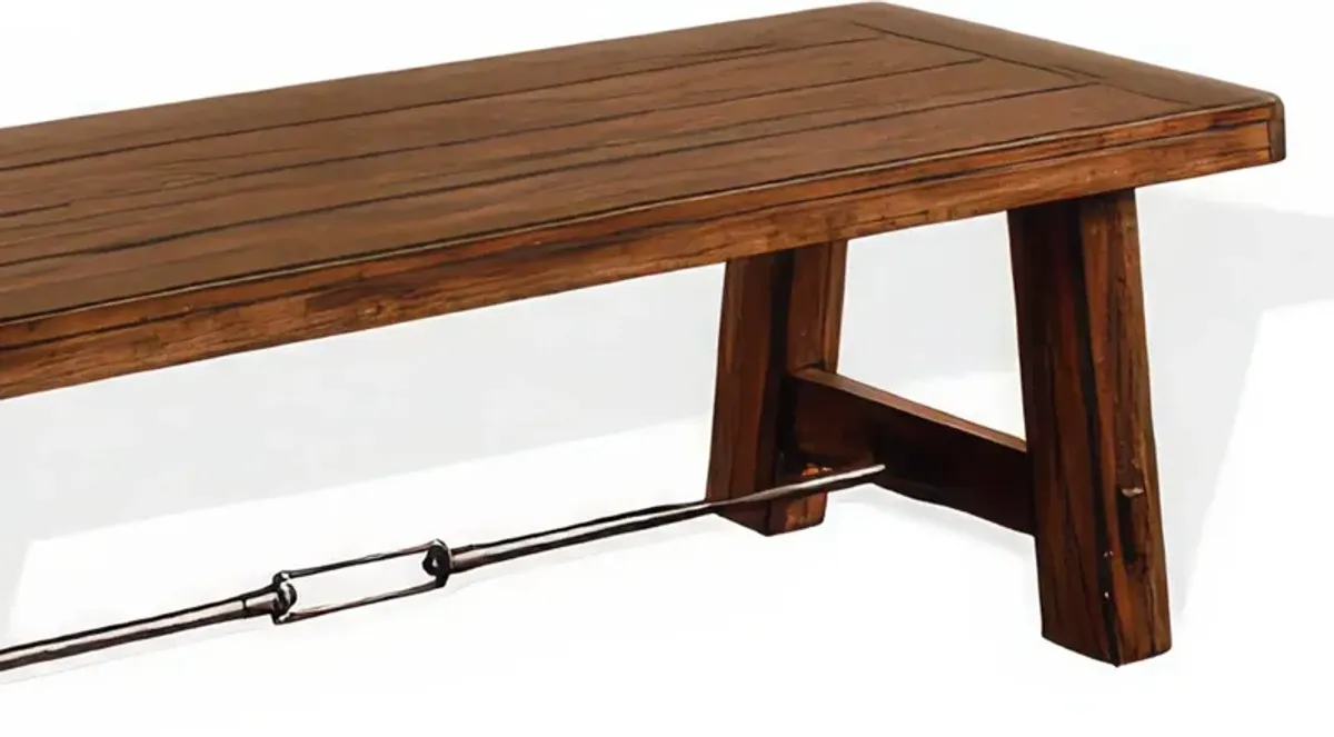 Reggie Dining Bench, Brown Mahogany Wood, Turnbuckle Accents, 64 Inch - Benzara