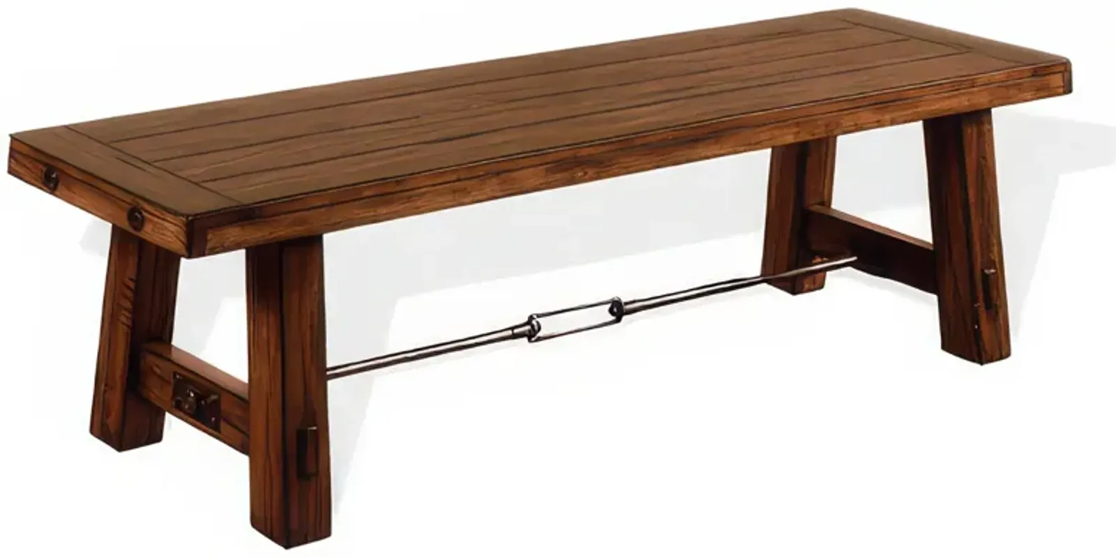 Reggie Dining Bench, Brown Mahogany Wood, Turnbuckle Accents, 64 Inch - Benzara