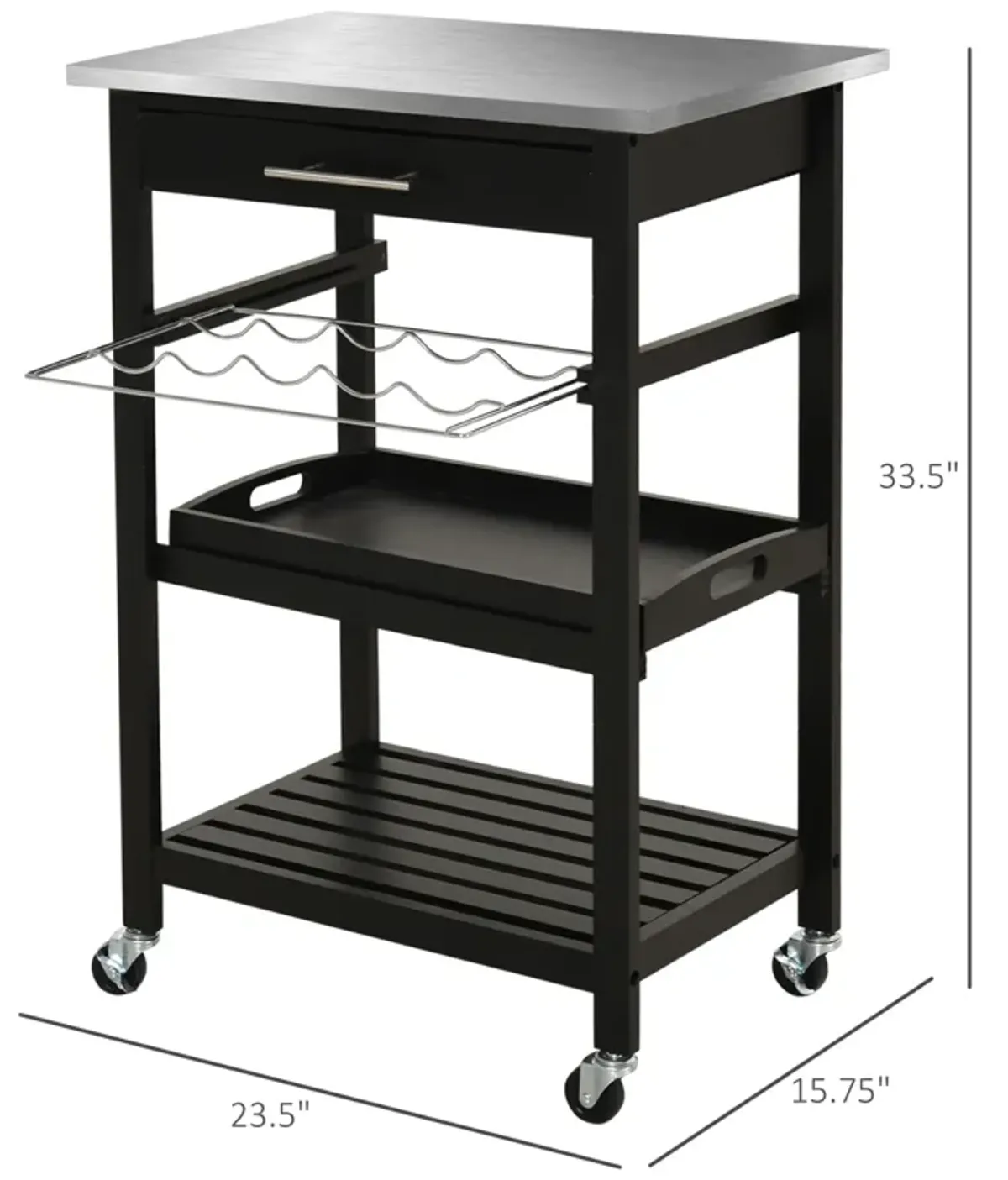 Room Essential Portable Stainless Steel Top Kitchen Cart w/ Storage Drawer