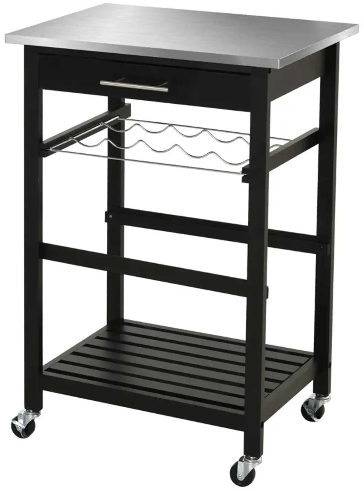 Room Essential Portable Stainless Steel Top Kitchen Cart w/ Storage Drawer