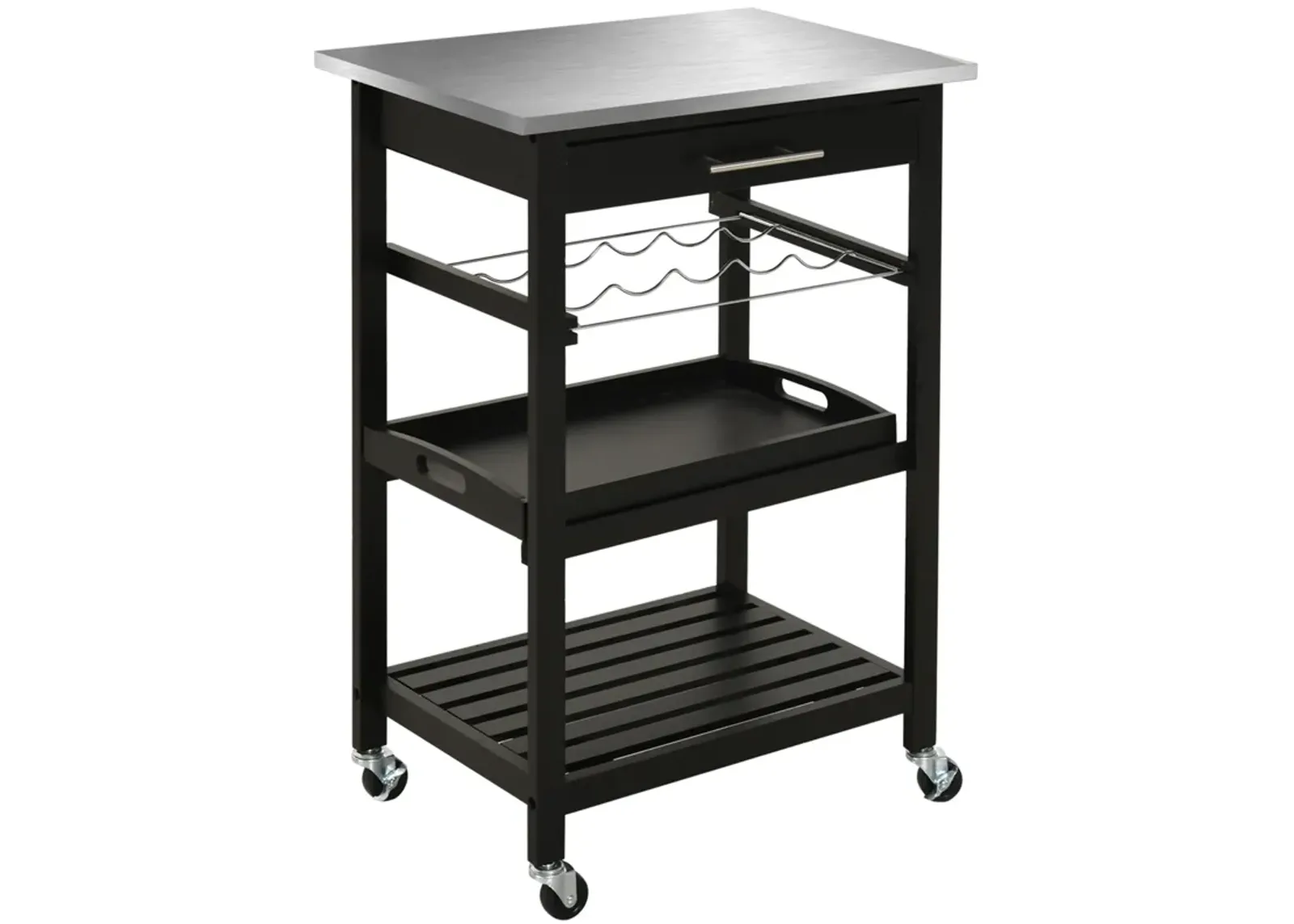 Room Essential Portable Stainless Steel Top Kitchen Cart w/ Storage Drawer