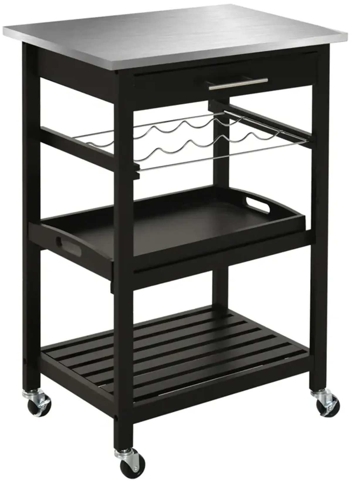 Room Essential Portable Stainless Steel Top Kitchen Cart w/ Storage Drawer