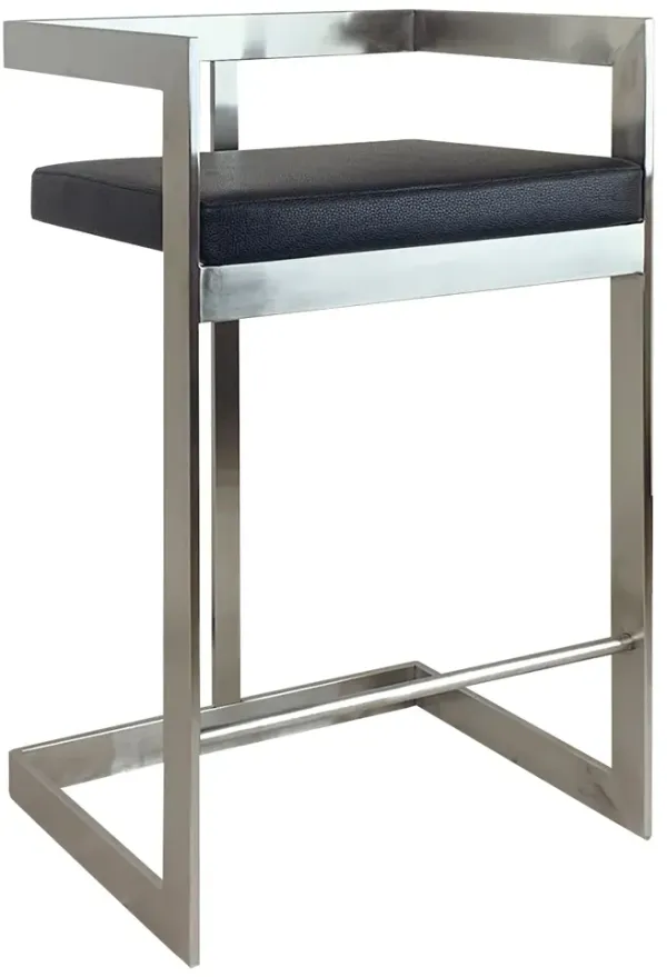 Counter Chair, 26", Black, Stainless Steel Base