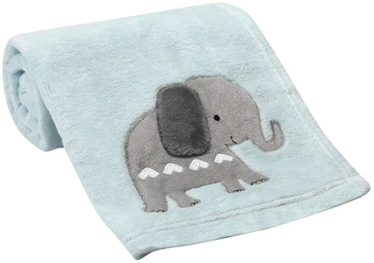 Bedtime Originals Jungle Fun Blue/Gray Safari Elephant Baby Blanket