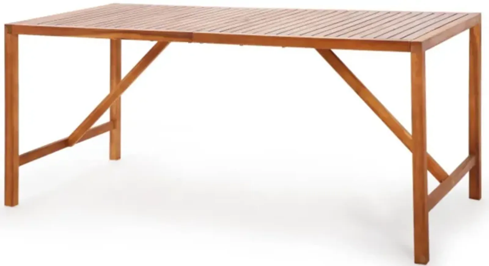 Hivvago 67 Inch Patio Rectangle Acacia Wood Dining Table with Umbrella Hole