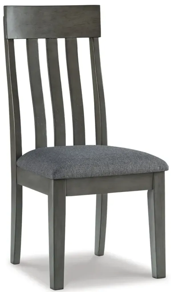 Haly Dining Side Chair Set of 2, Solid Wood Gray Frame, Fabric Seat - Benzara