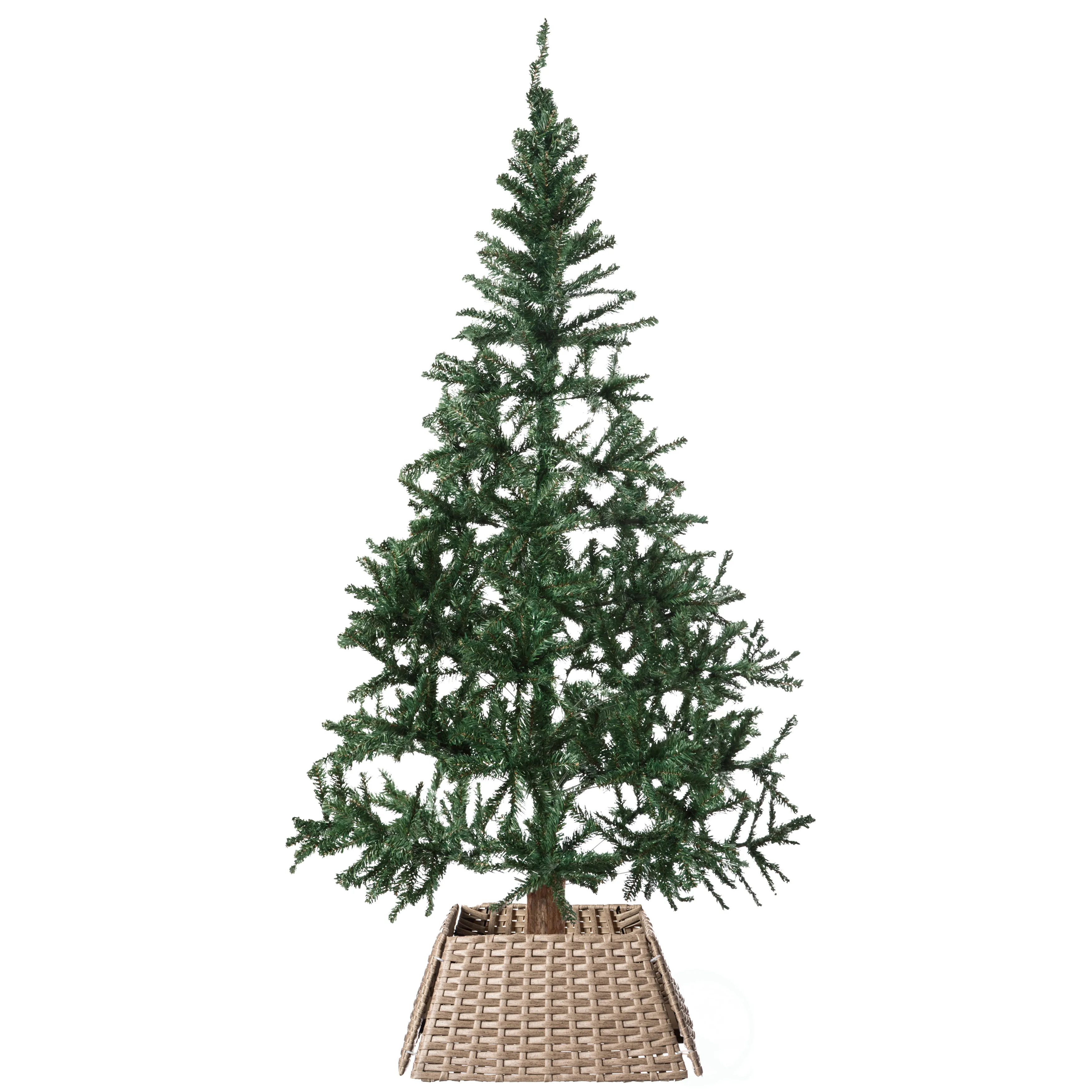Foldable Christmas Tree Skirt Collar Basket, Ring Base Stand Cover, Rattan Plastic, Grey