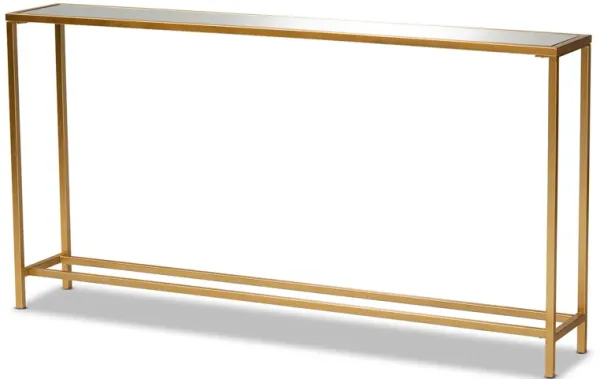 Baxton Studio Alessa Modern Glam Gold Finished Metal And Mirrored Glass Console Table