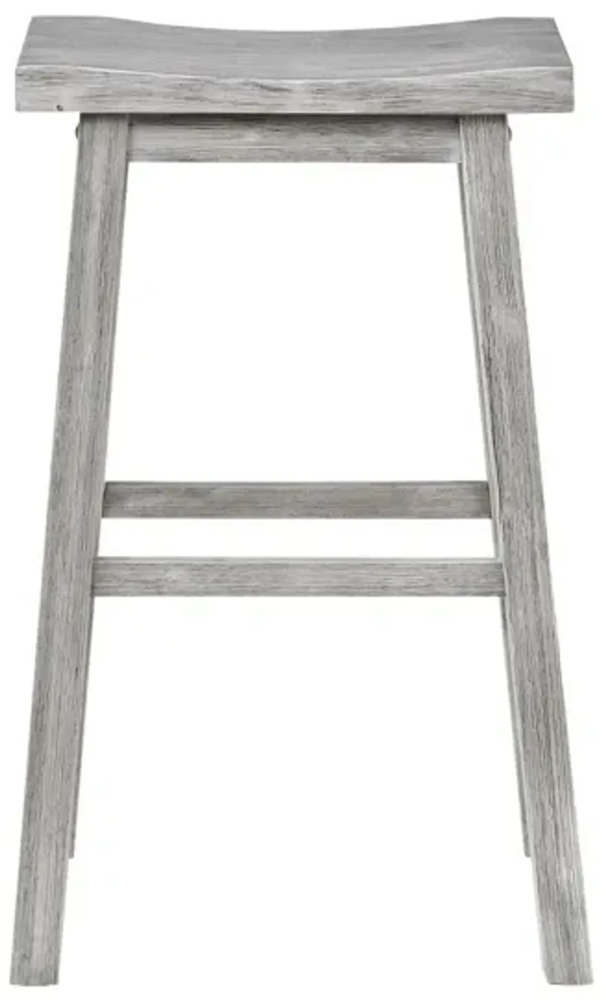 Saddle Design Wooden Barstool with Grain Details, Gray-Benzara