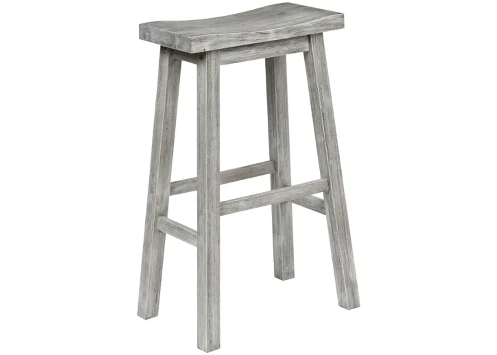 Saddle Design Wooden Barstool with Grain Details, Gray-Benzara