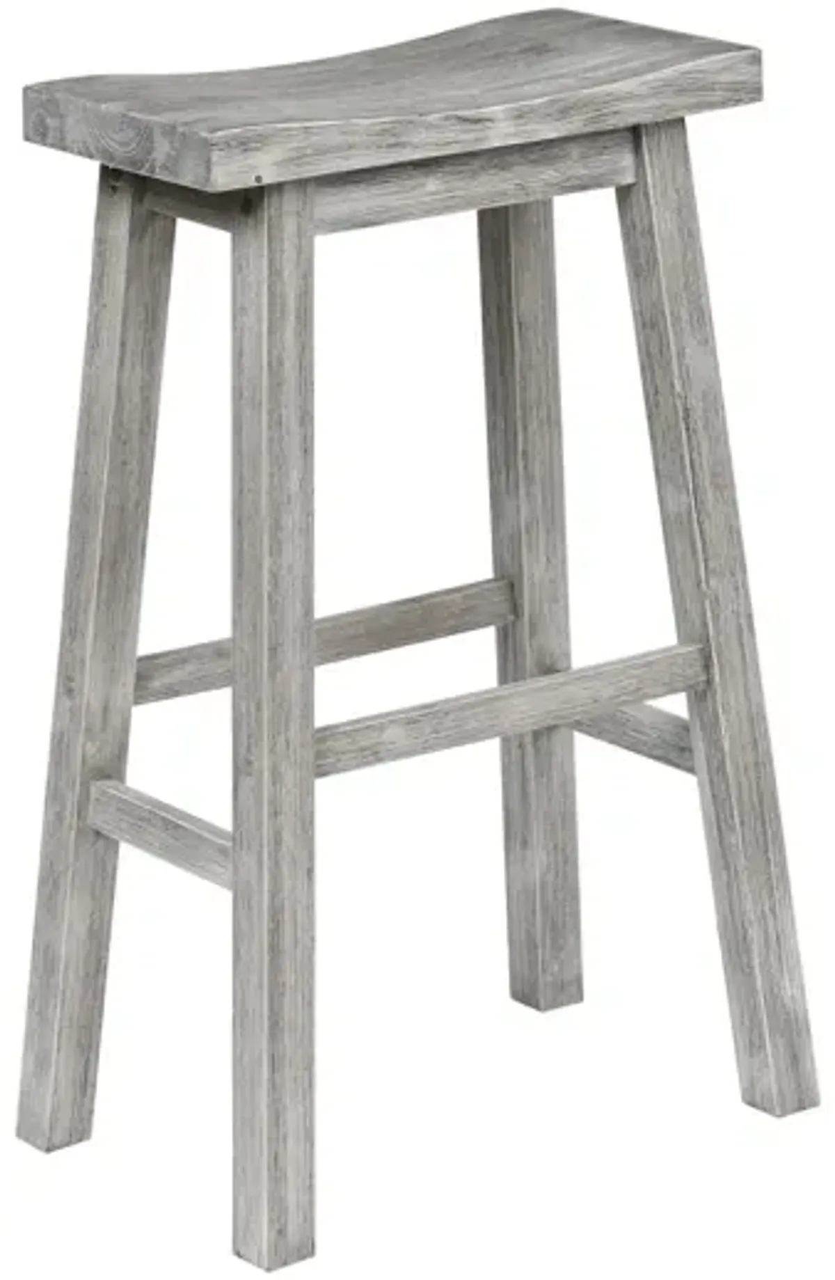 Saddle Design Wooden Barstool with Grain Details, Gray-Benzara