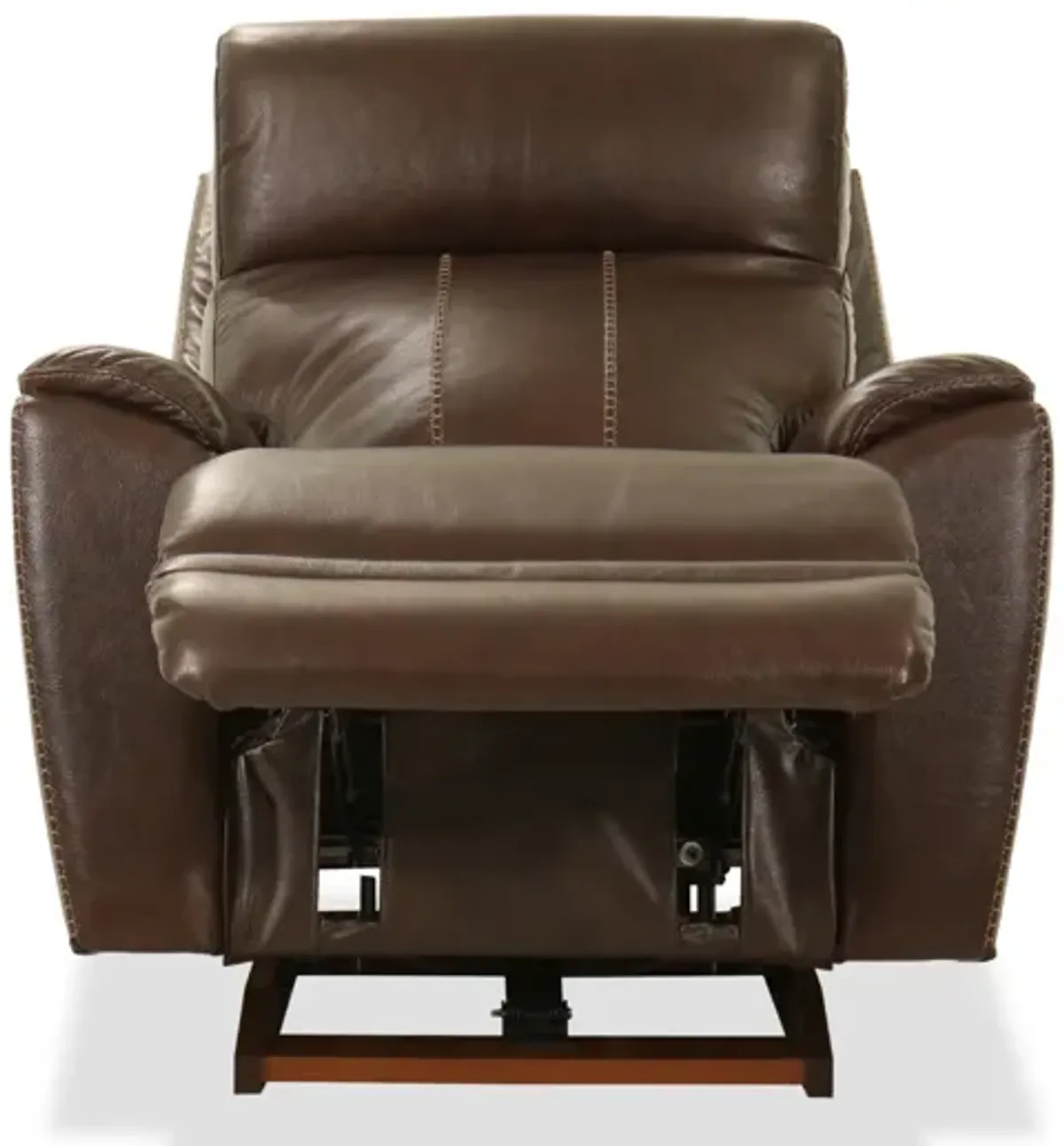 Talladega Chestnut Leather Power Rocking Recliner with Headrest & Lumbar