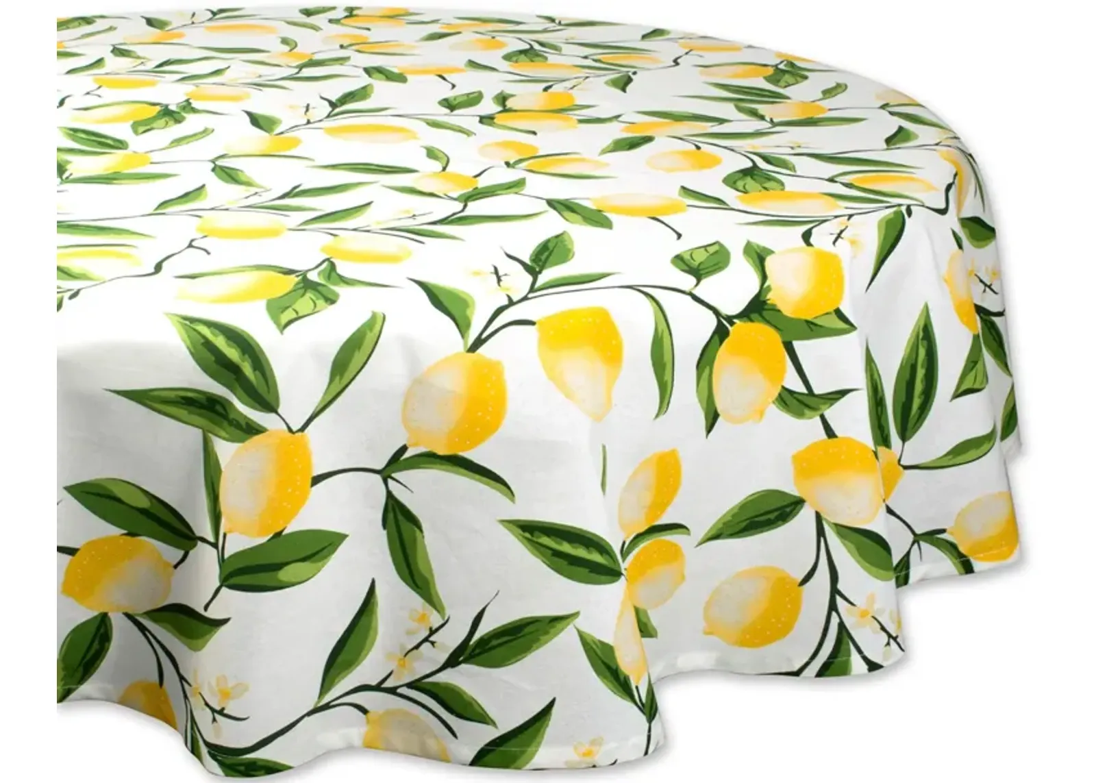 70" Daffodil Yellow and Green Lemon Bliss Printed Round Tablecloth