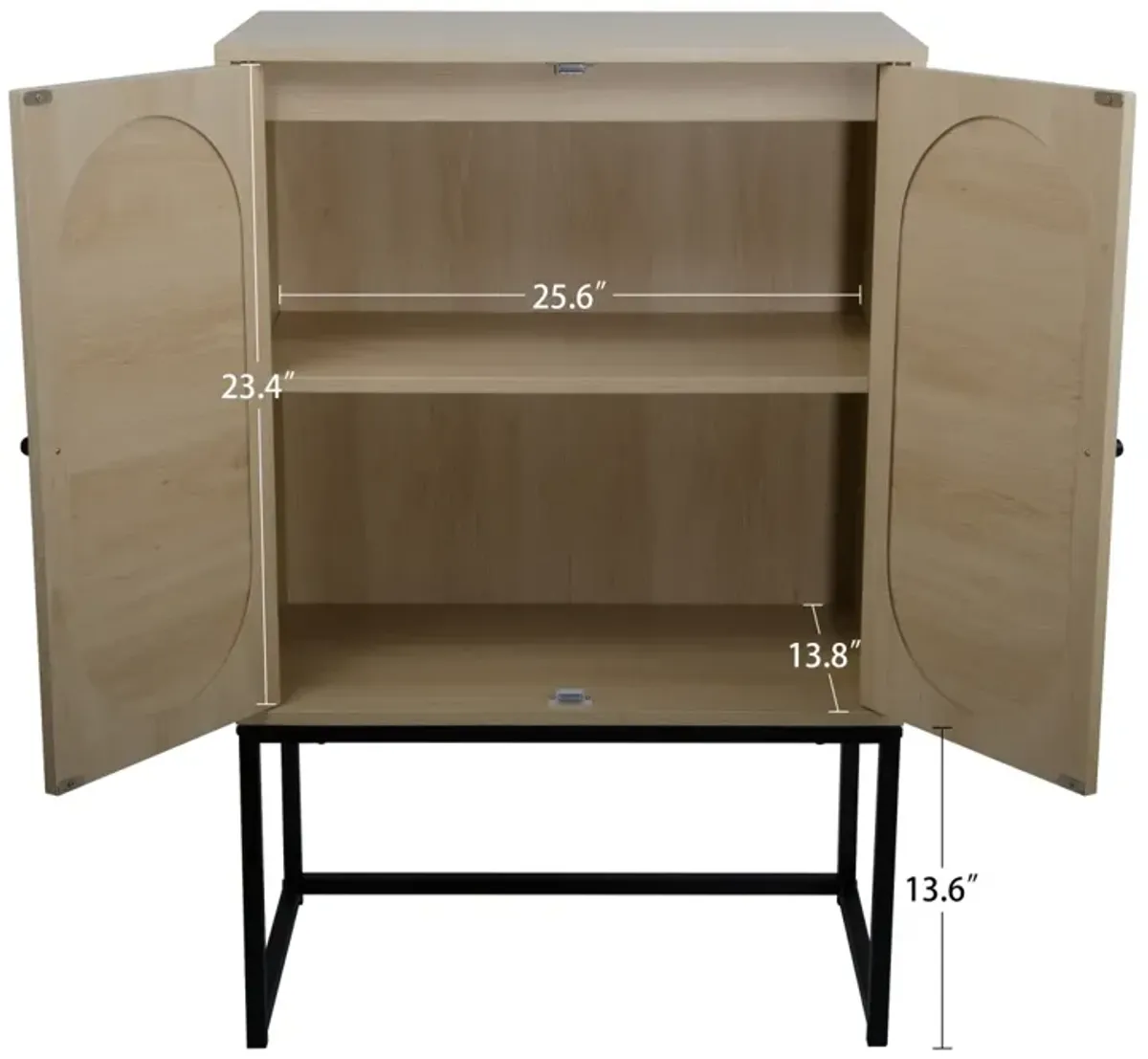 Allen 2 Door High Cabinet, Rattan, Built-In Adjustable Shelf, Easy Assembly, Free Standing