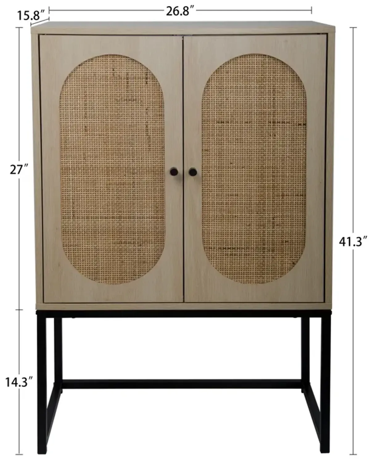 Allen 2 Door High Cabinet, Rattan, Built-In Adjustable Shelf, Easy Assembly, Free Standing