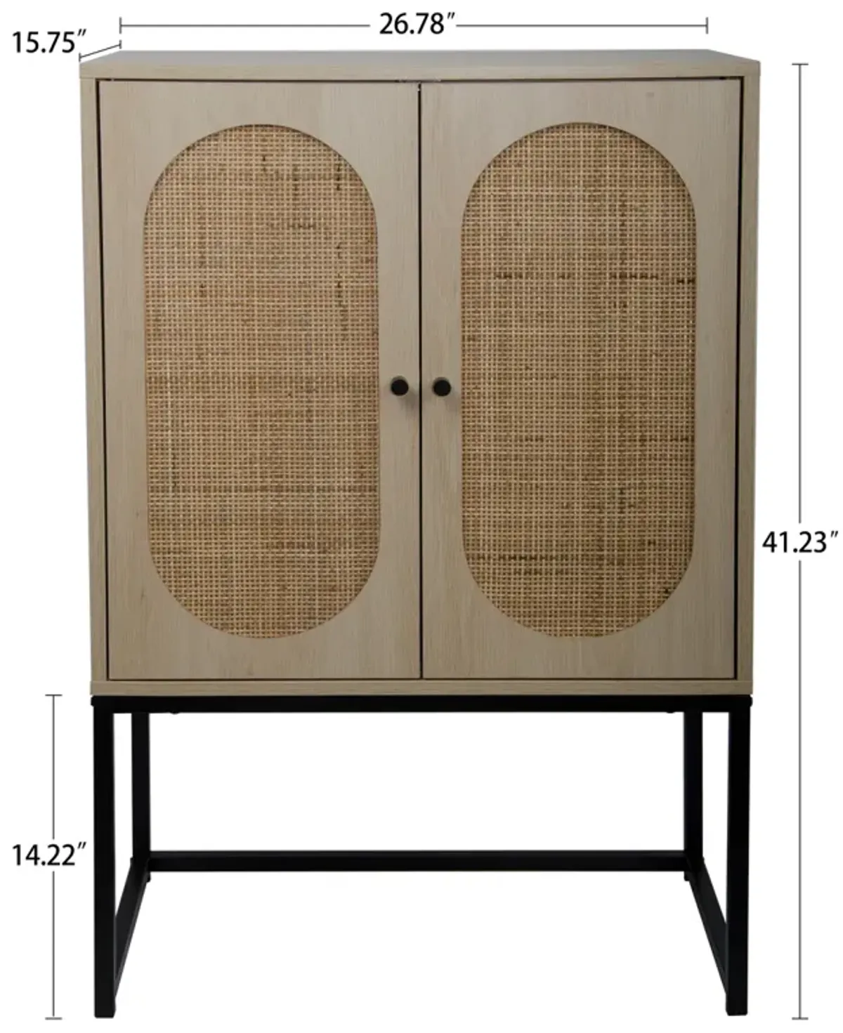 Allen 2 Door High Cabinet, Rattan, Built-In Adjustable Shelf, Easy Assembly, Free Standing