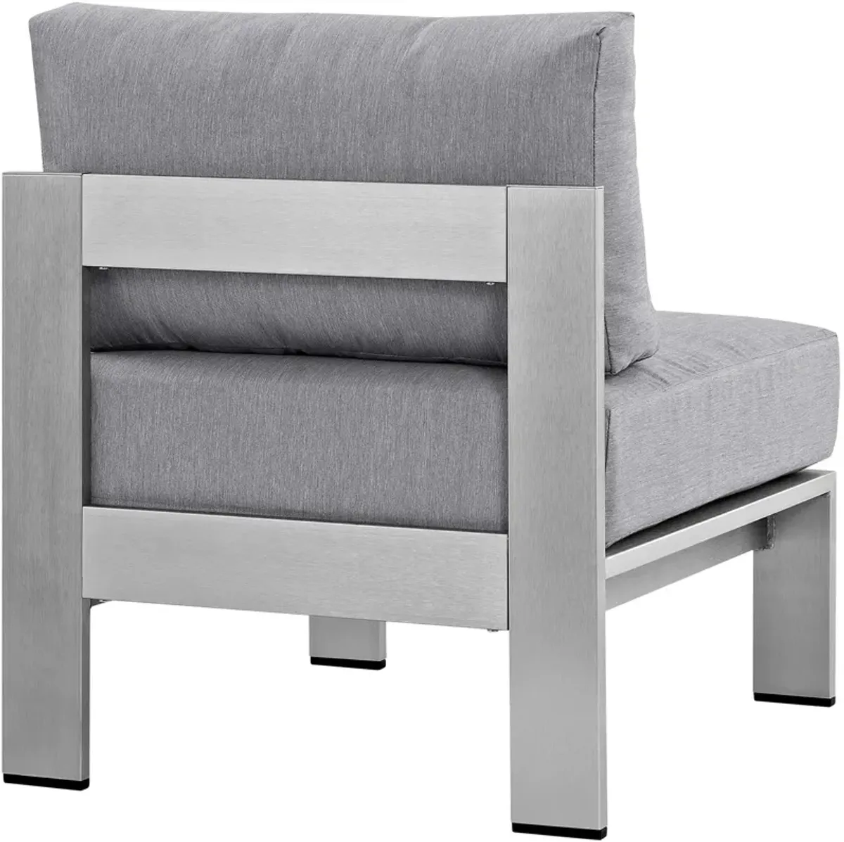 Shore Armless Outdoor Patio Aluminum Chair - Silver Gray