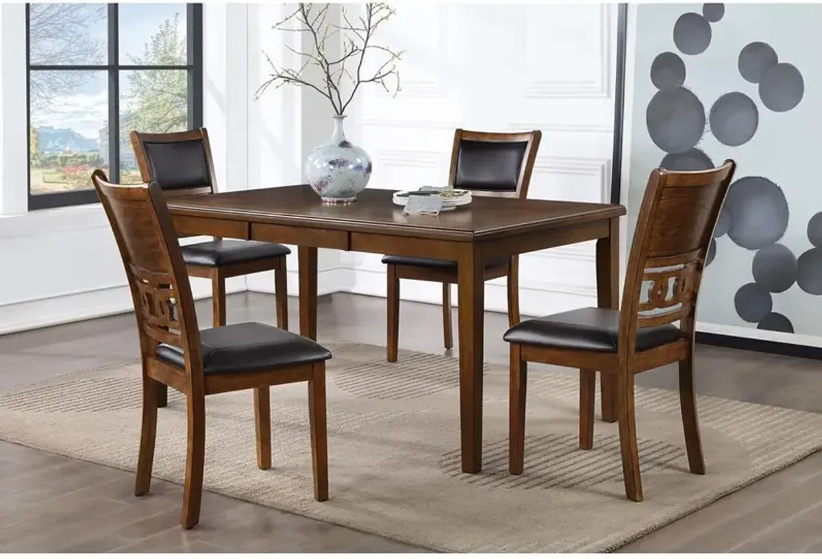 New Classic Furniture Gia 5-Piece 60 Wood Rectangular Dining Set with 4 Chairs in Brown