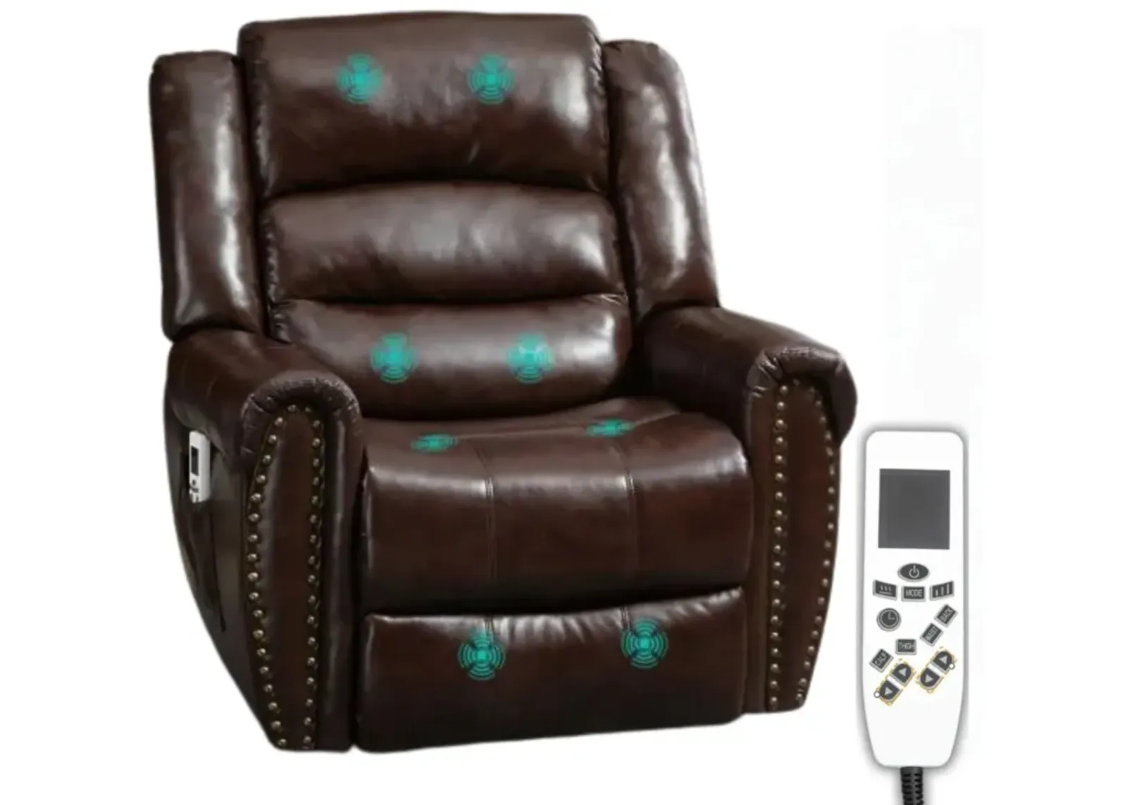 Brown Senior Comfort: Dual Motor Power Lift Recliner with Massage