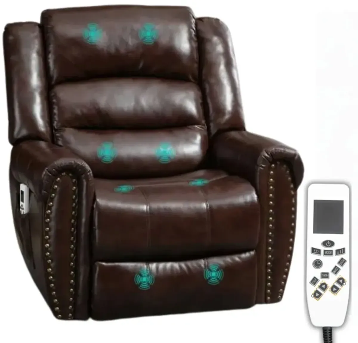 Brown Senior Comfort: Dual Motor Power Lift Recliner with Massage