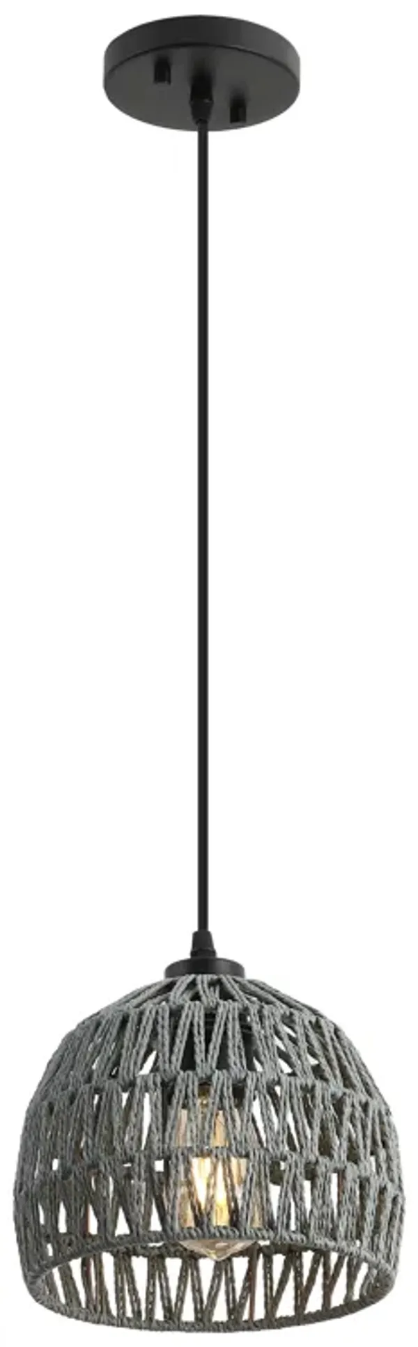 Campana Bohemian Modern Woven Rattaniron LED Pendant