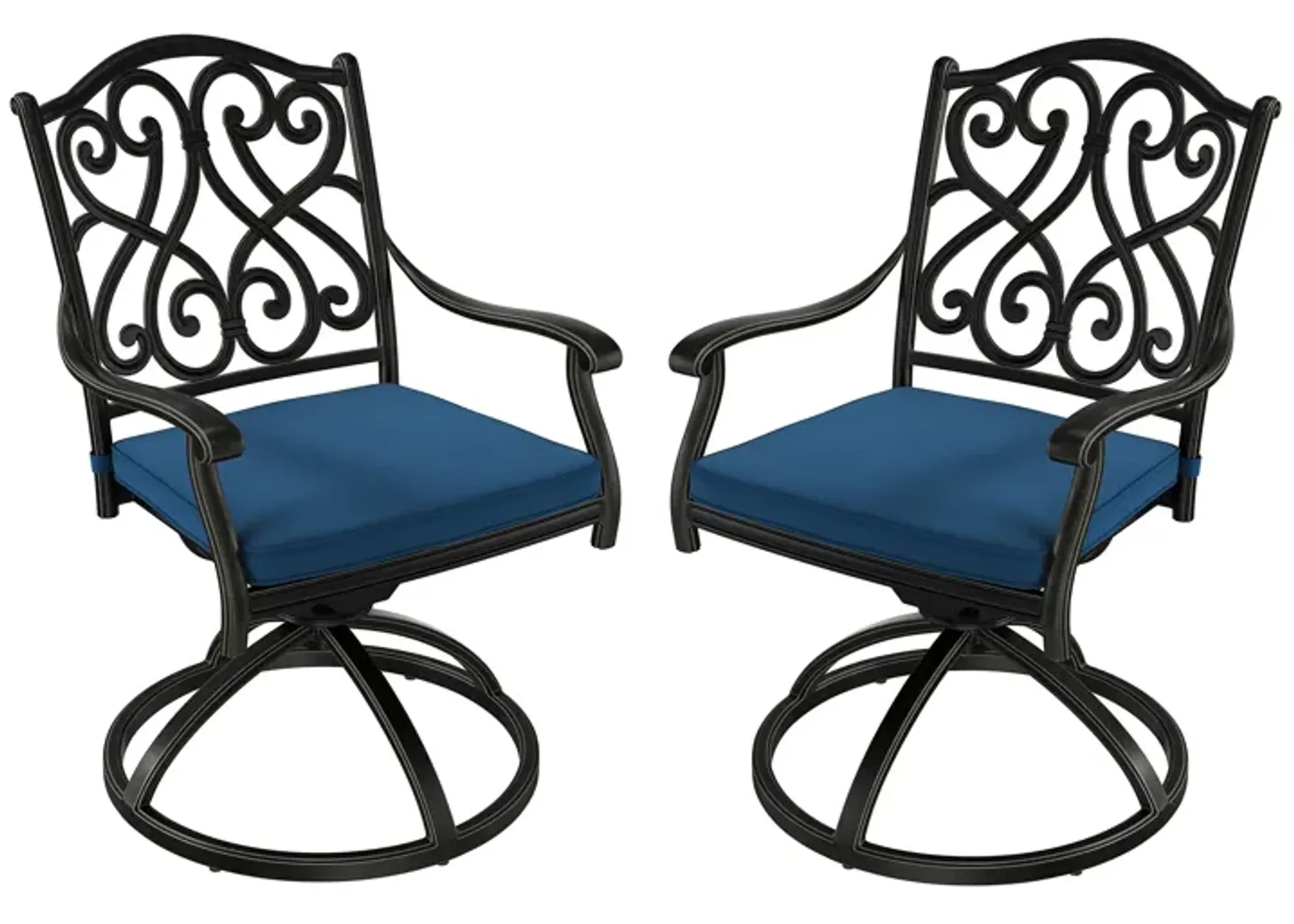 Mondawe 2-Piece Cast Aluminum Patio Dining Swivel Chair Set with Thick Olefin Cushions and 360� Rockers