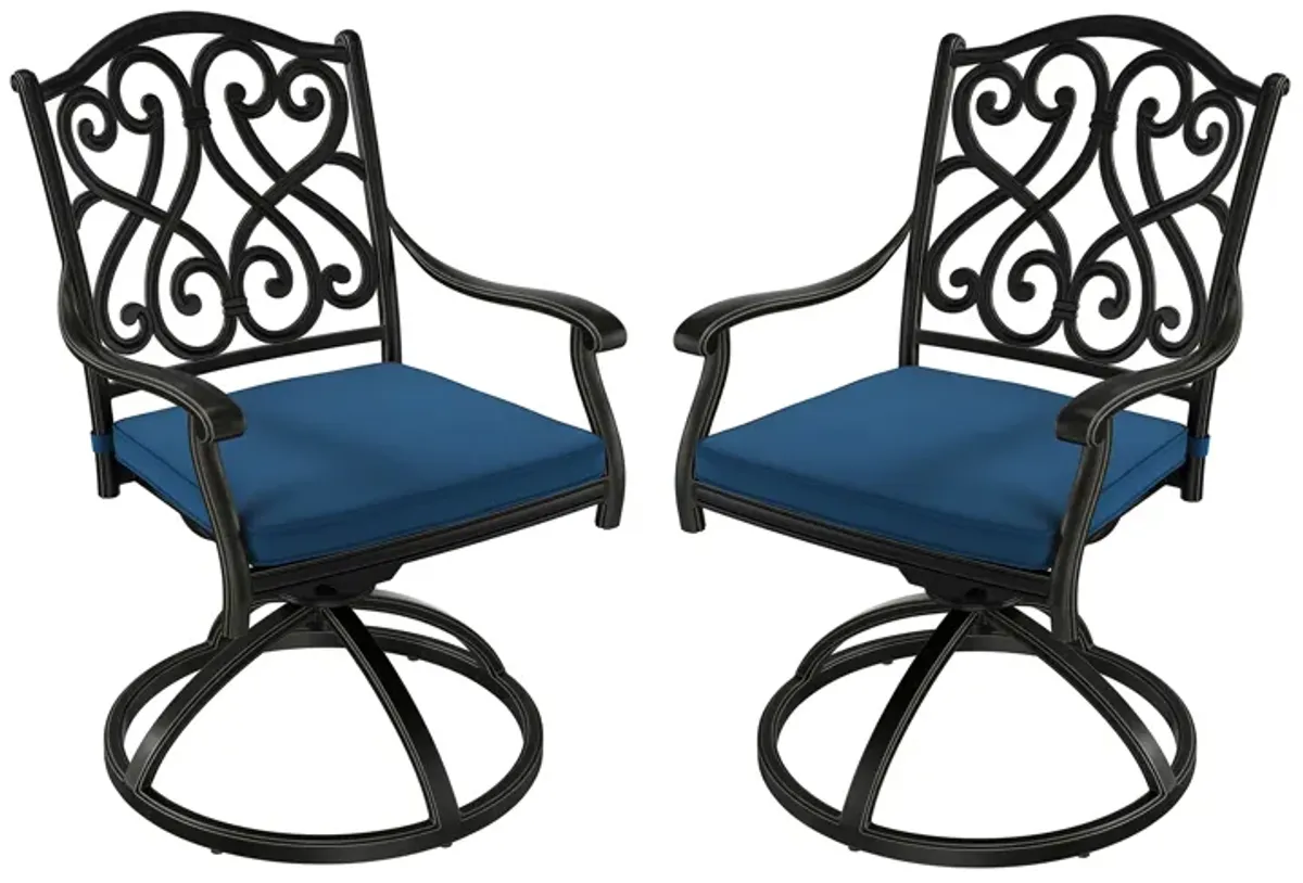 Mondawe 2-Piece Cast Aluminum Patio Dining Swivel Chair Set with Thick Olefin Cushions and 360� Rockers