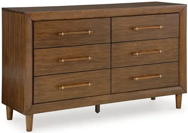 Jeyn Wide Dresser, 6 Drawers, Traditional Dark Brown Solid Hardwood - Benzara