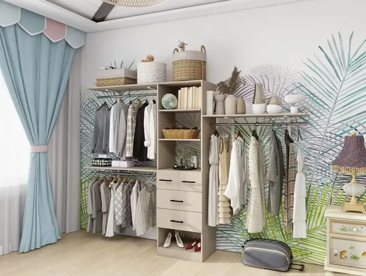 Closet Organizer System, Closet Organizers with Clothing Racks for Hanging Clothes, Closet System with Drawers ,Walk in Closet Organizers and Storage with Shelves, Walk in Closet System