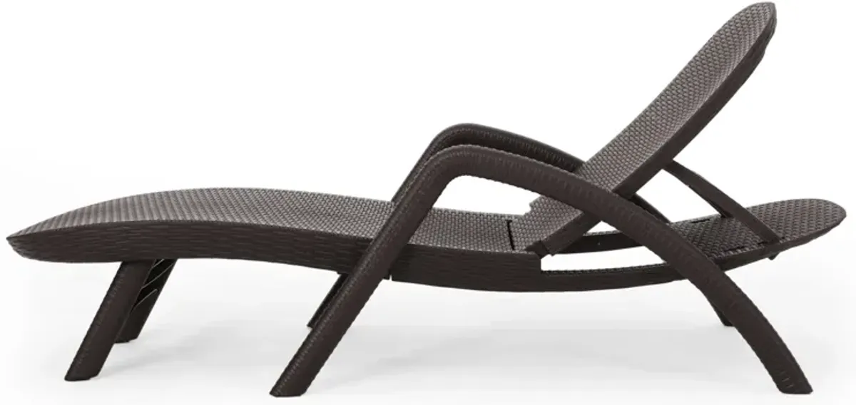 Michael Chaise Lounger, Dark Brown Outdoor Resin Wicker Frame, 77 Inch