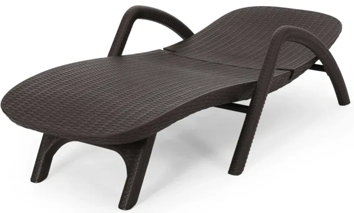 Michael Chaise Lounger, Dark Brown Outdoor Resin Wicker Frame, 77 Inch