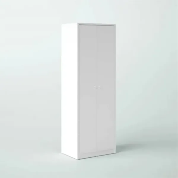 Modern 2-Door Wardrobe Armoire Cabinet with Clothes Hanging Rod