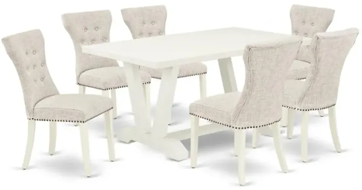 East West Furniture V026Ga235-7 - 7-Piece Dining Room Set - 6 Parson Dining Chairs and Small Rectangular Table Hardwood Structure