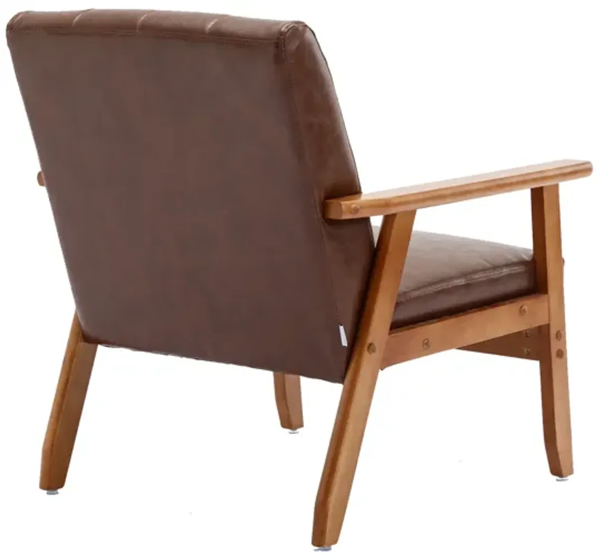 Leisure Chair With Solid Wood Armrest And Feet, Mid-Century Modern Accent Chair