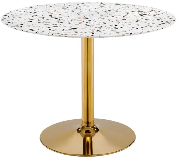 Modway - Verne 40" Round Terrazzo Dining Table Gold White