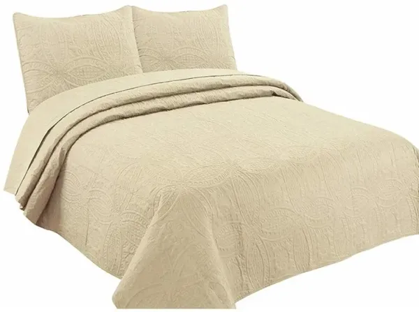 Bedspread Coverlet 3 Pcs Set Oversized Full Size White Color