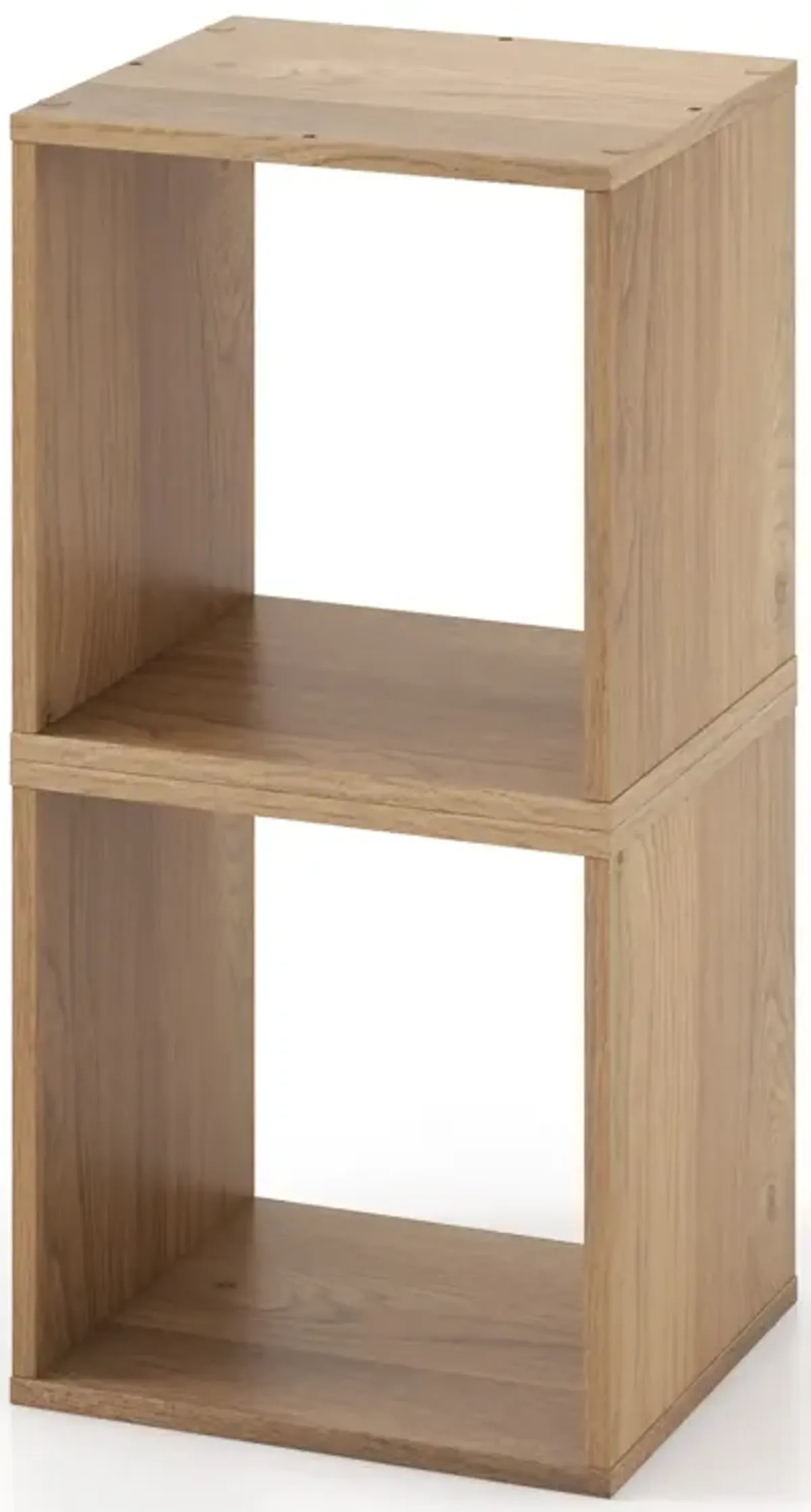 2 Cubes Stackable Bookcase for Living Room and Study-Natural