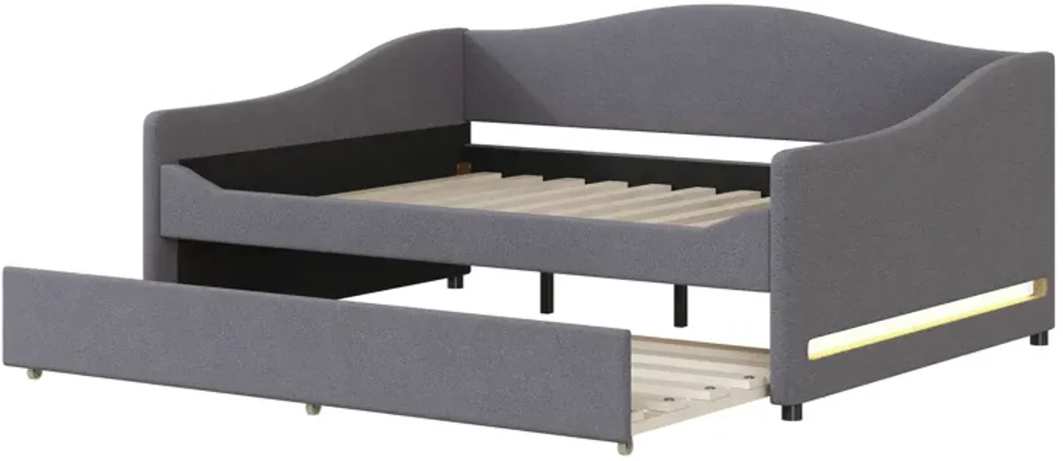 Merax Teddy Fleece Upholstered Daybed with Trundle