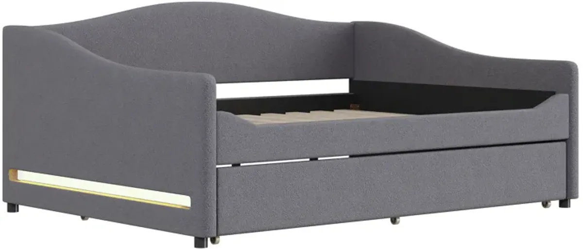 Merax Teddy Fleece Upholstered Daybed with Trundle