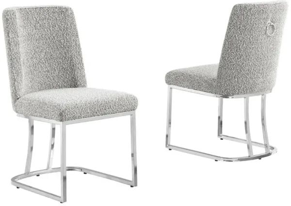 Best Quality Furniture Rich Gray With Silver Chrome Base Side Chairs, Set Of 2