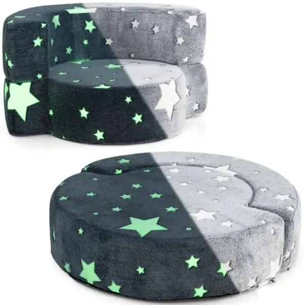 Hivvago 2-in-1 Convertible Glow in the Dark Kids Sofa with Removable Washable Cover