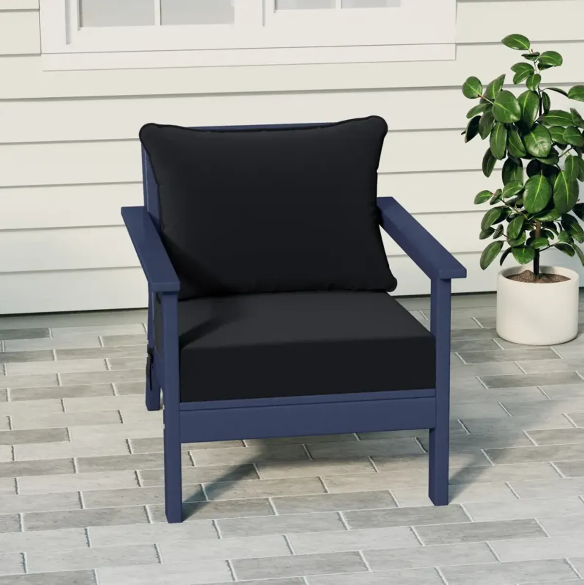 WestinTrends Outdoor Modern HDPE Patio Club Chair with Deep Seat Cushions