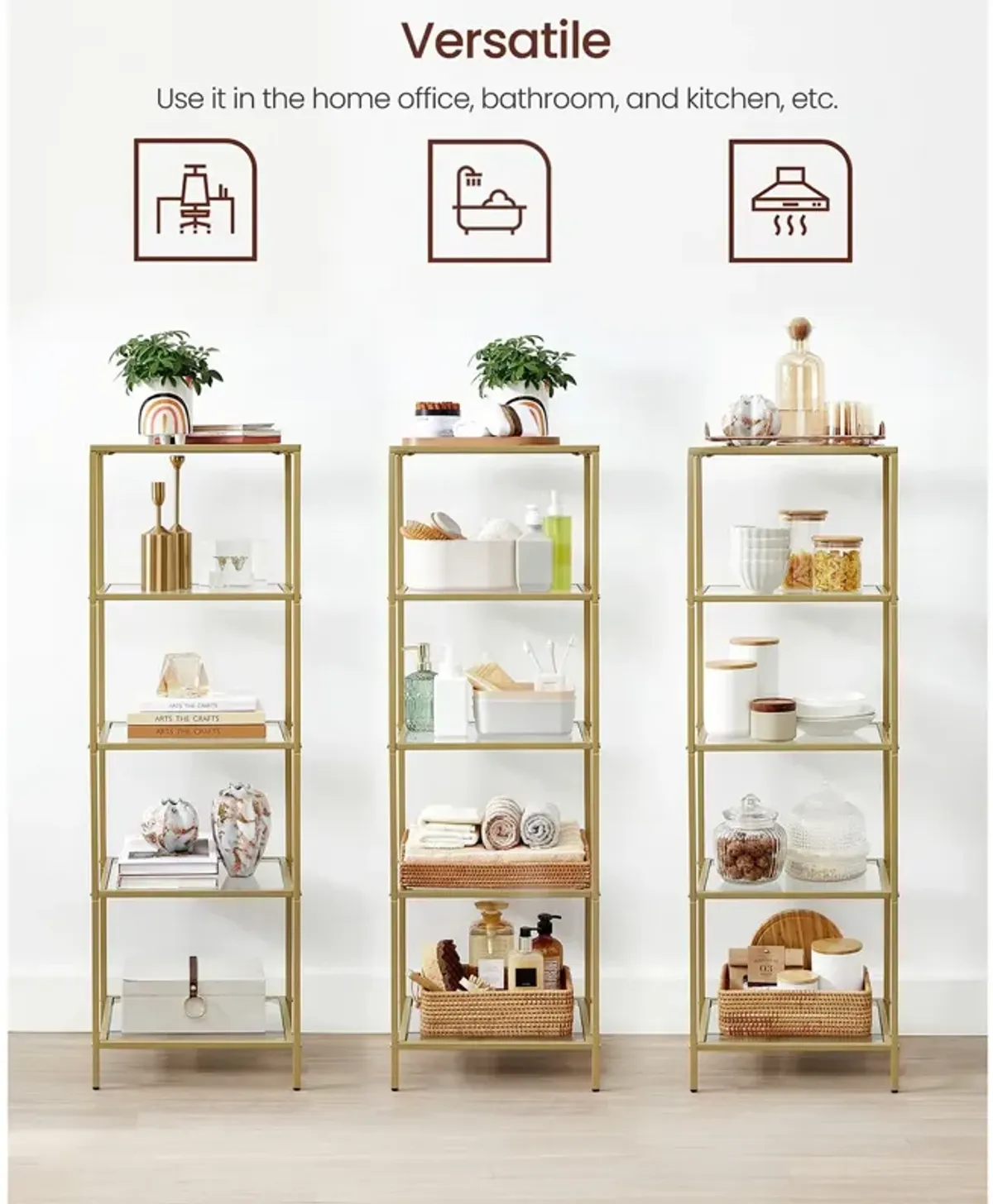 Space-Saving 5-Tier Bookshelf for Bedroom Organization