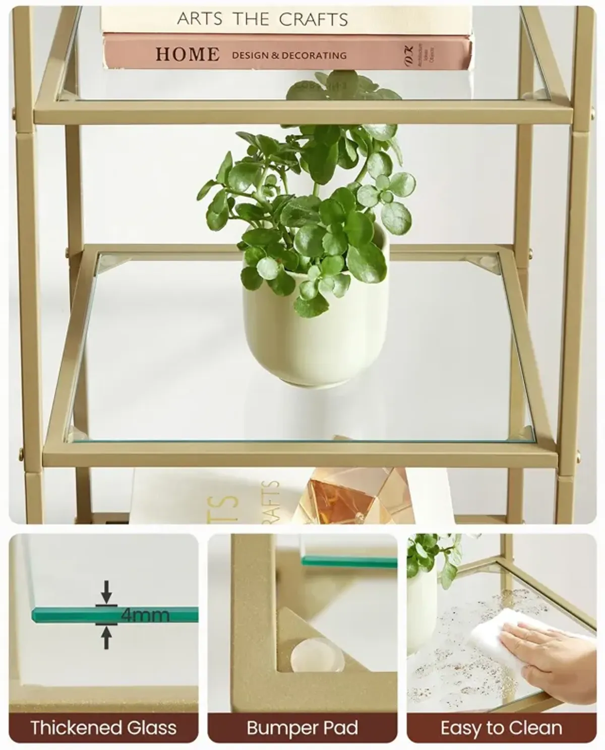 Space-Saving 5-Tier Bookshelf for Bedroom Organization