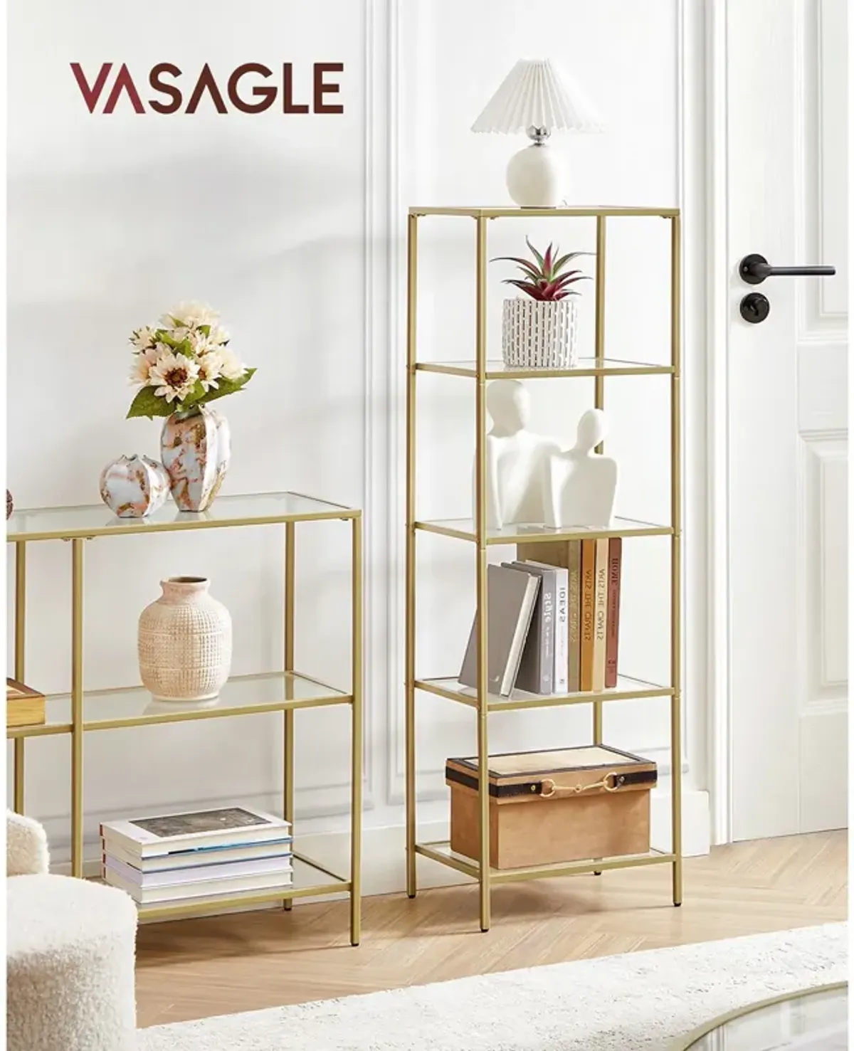 Space-Saving 5-Tier Bookshelf for Bedroom Organization