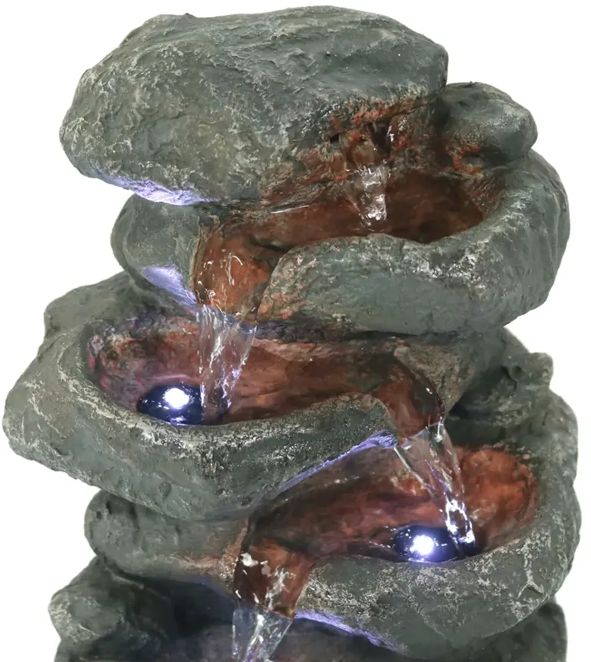 Sunnydaze Stacked Rocks Polyresin Indoor Water Fountain with LED - 10.5 in