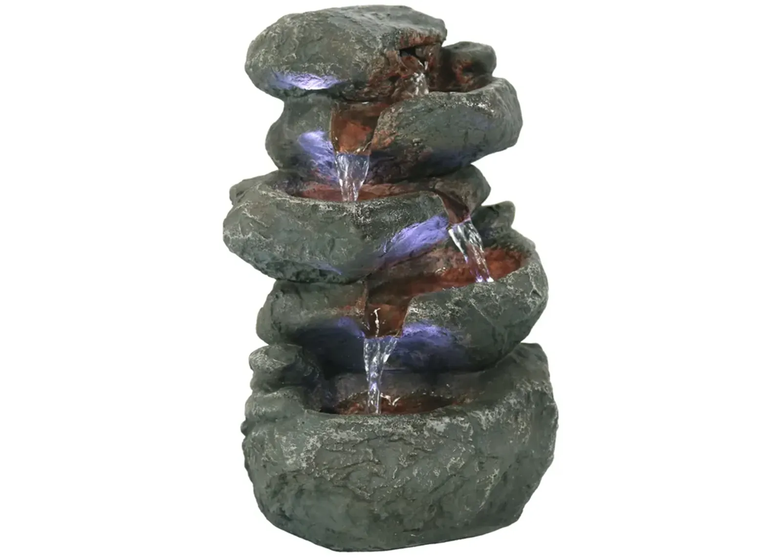 Sunnydaze Stacked Rocks Polyresin Indoor Water Fountain with LED - 10.5 in