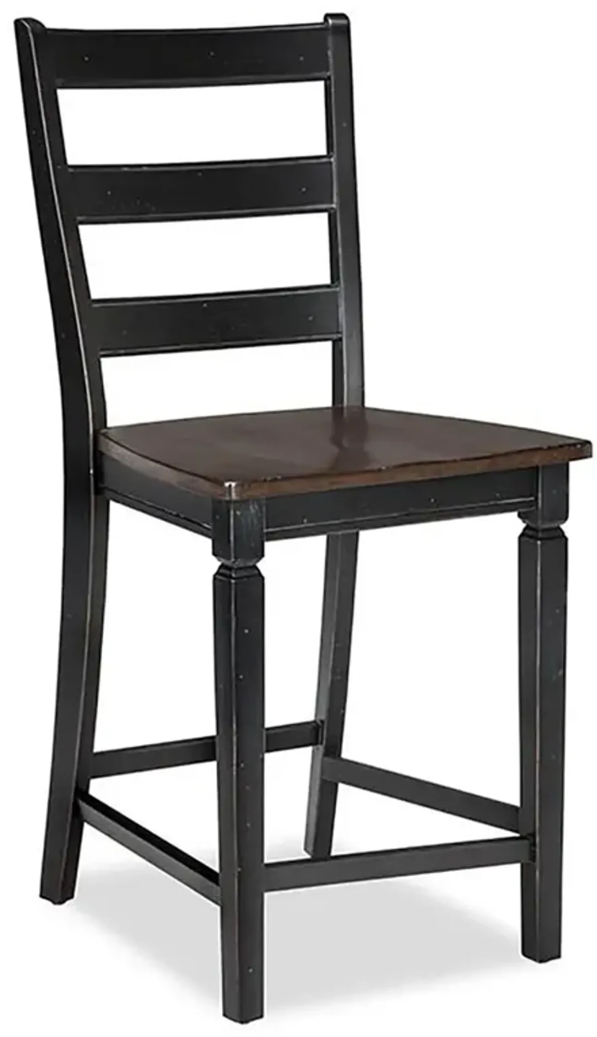Glennwood Ladder Back Barstool w/Wood Seat, Rubbed Black and Charcol finish (Set of 2)